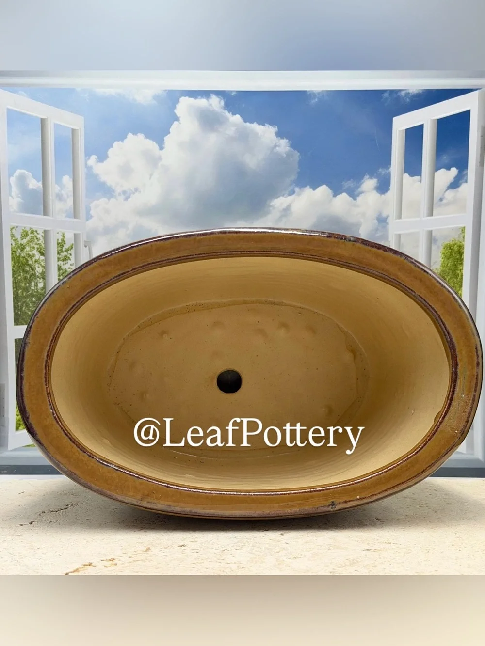 Handmade Ceramic Planter Oval Pot with Drainage Hole